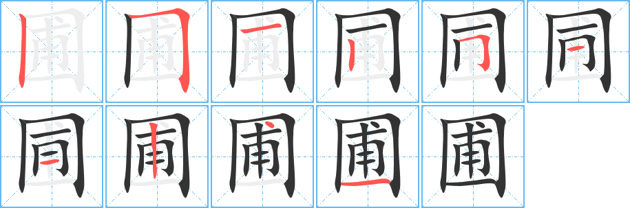 圃的筆順筆畫