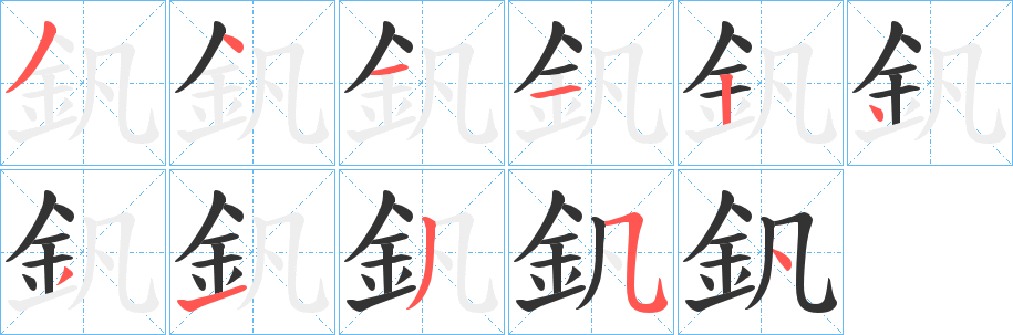 釩的筆順筆畫(huà)